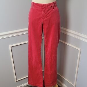 EXPRESS Red Velvet Corduroy Chino Style Wide Leg Flare Dress Holiday Pants 4